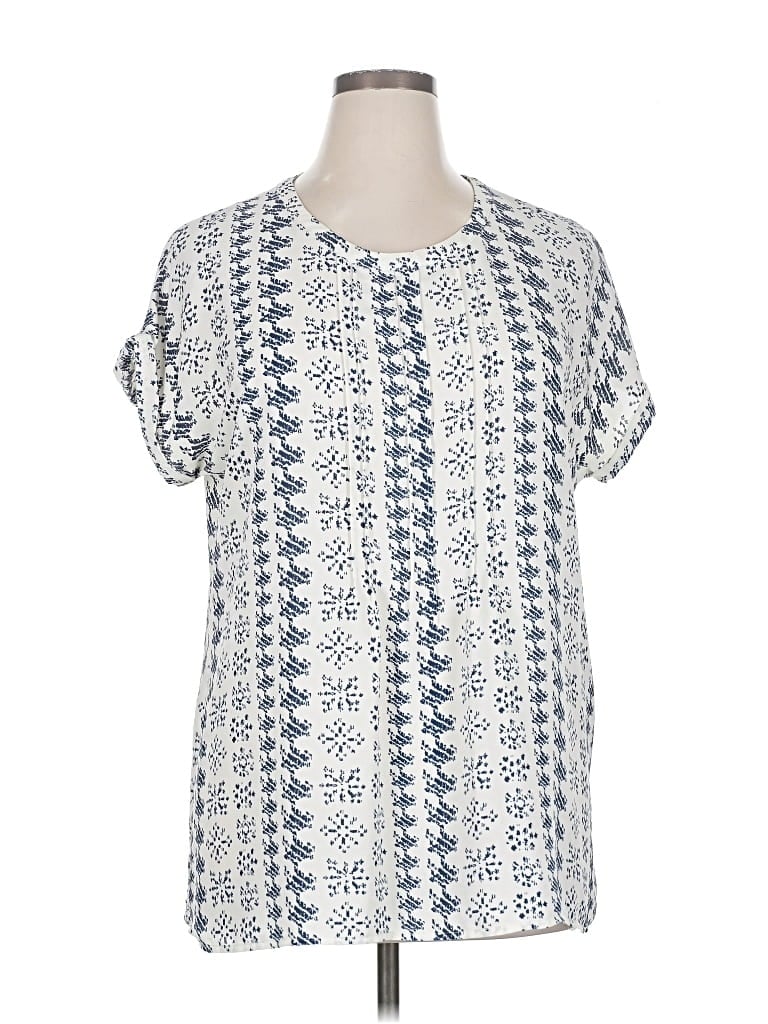 Pre-owned Pleione Short Sleeve Blouse In Blue