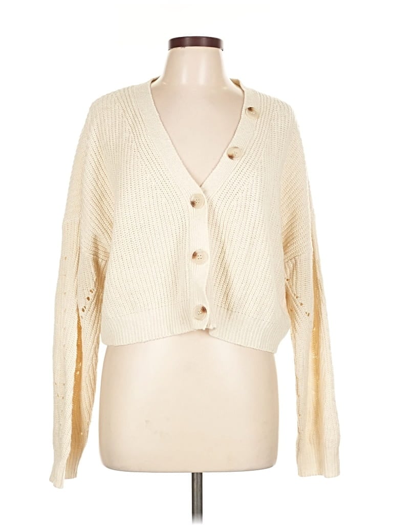 Pre-owned Line & Dot Cardigan Sweater In White