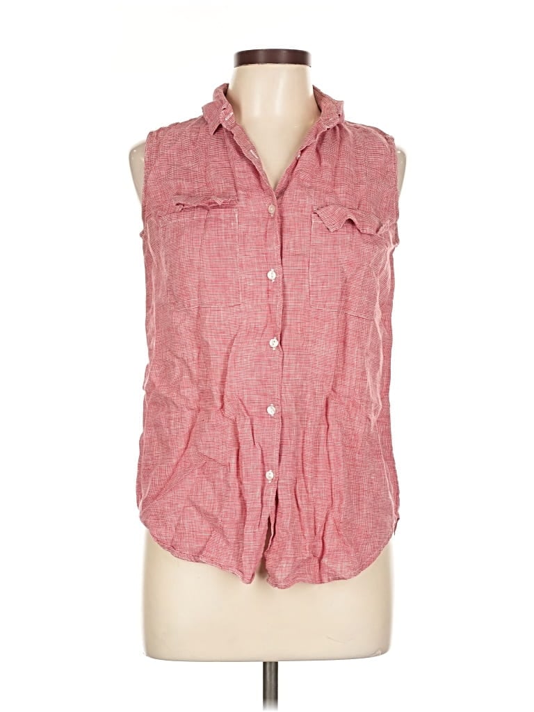 Pre-owned Uniqlo Sleeveless Button Down Shirt In Red