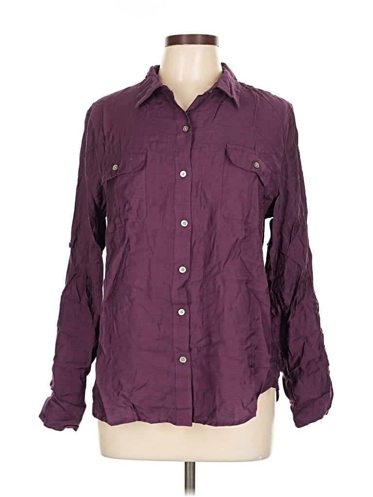 Pre-owned Calvin Klein Long Sleeve Button Down Shirt In Purple