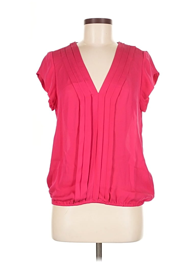 Pre-owned Joie Short Sleeve Silk Top Pink Plunge Neckline Tops