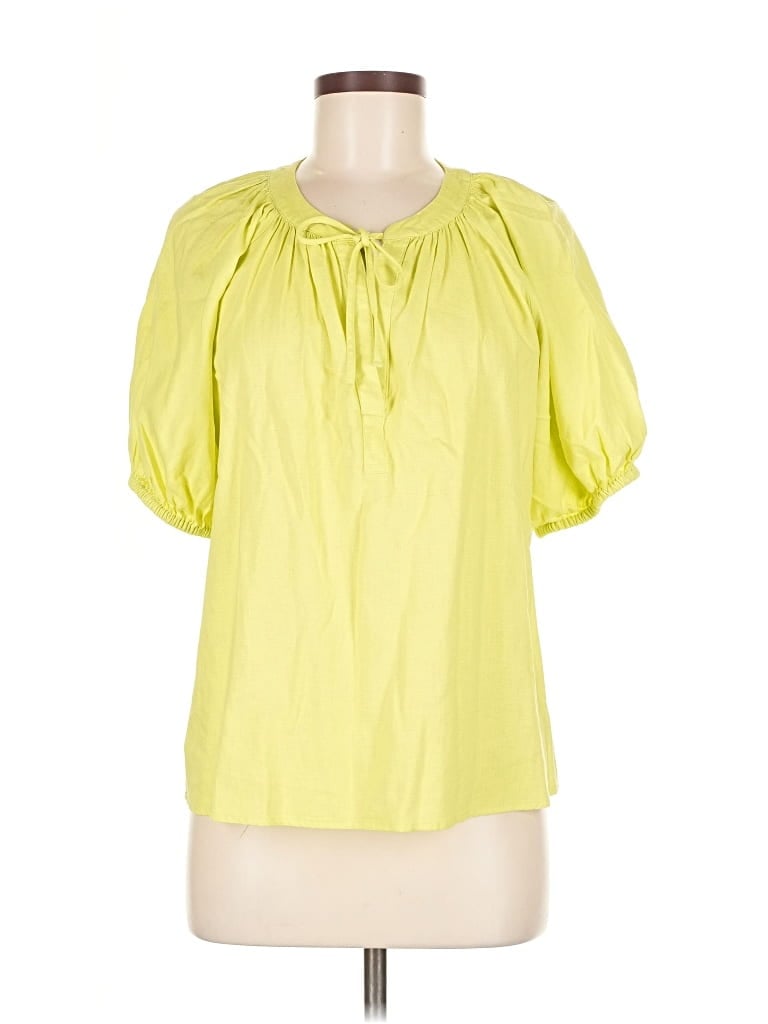 Pre-owned Ann Taylor Loft Short Sleeve Blouse In Yellow