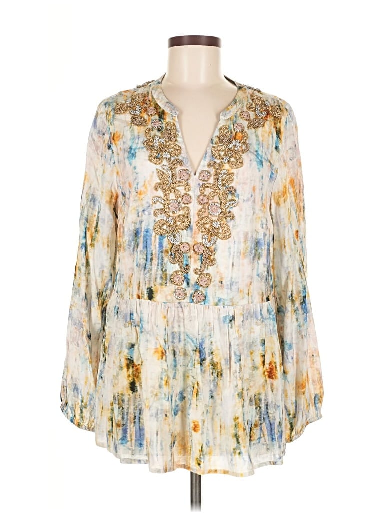 Pre-owned Soft Surroundings Long Sleeve Blouse In White