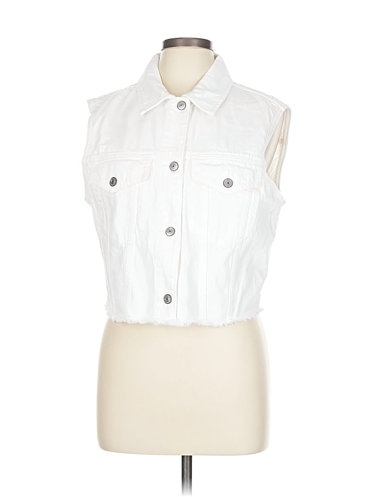 Pre-owned Abercrombie & Fitch Denim Vest In White