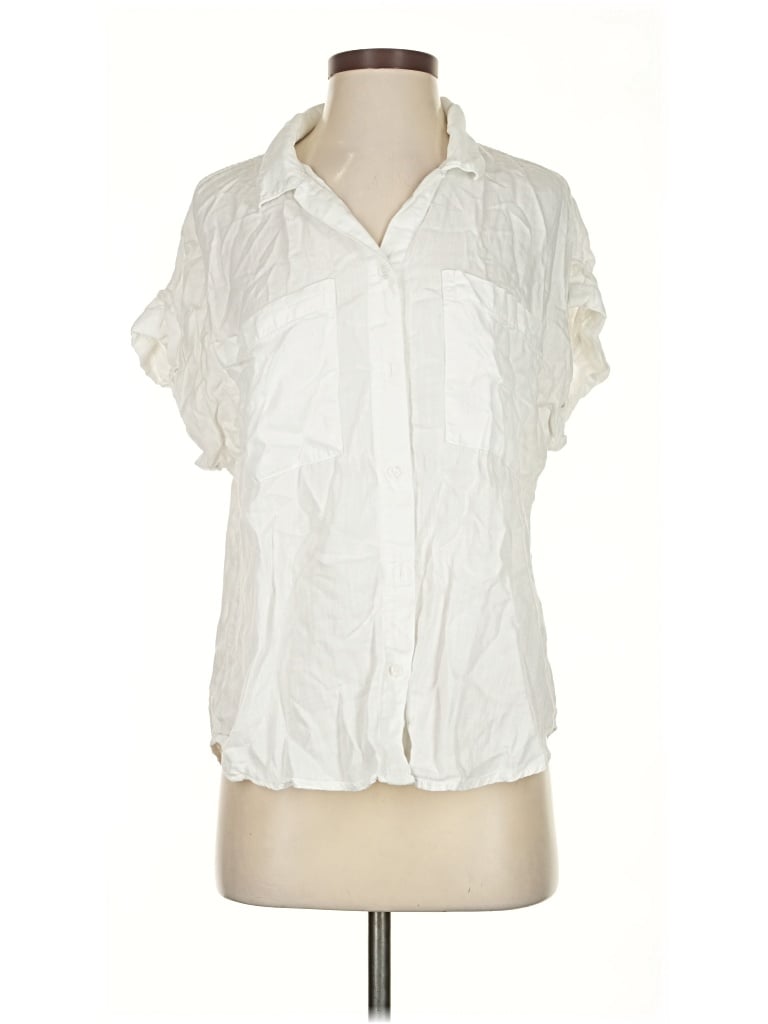 Pre-owned Sneak Peek Short Sleeve Blouse In White