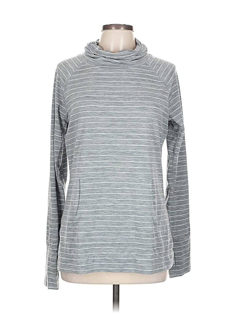 Pre-owned Gap Fit Long Sleeve Turtleneck In Gray