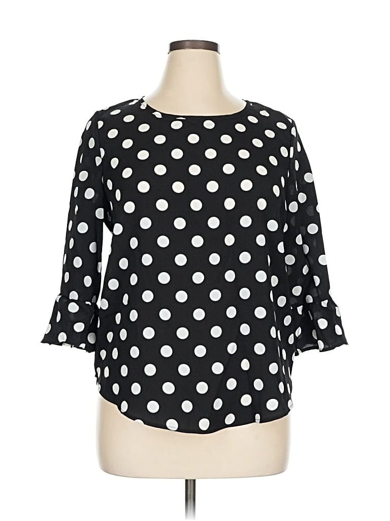Pre-owned Emery Rose 3/4 Sleeve Blouse In Black