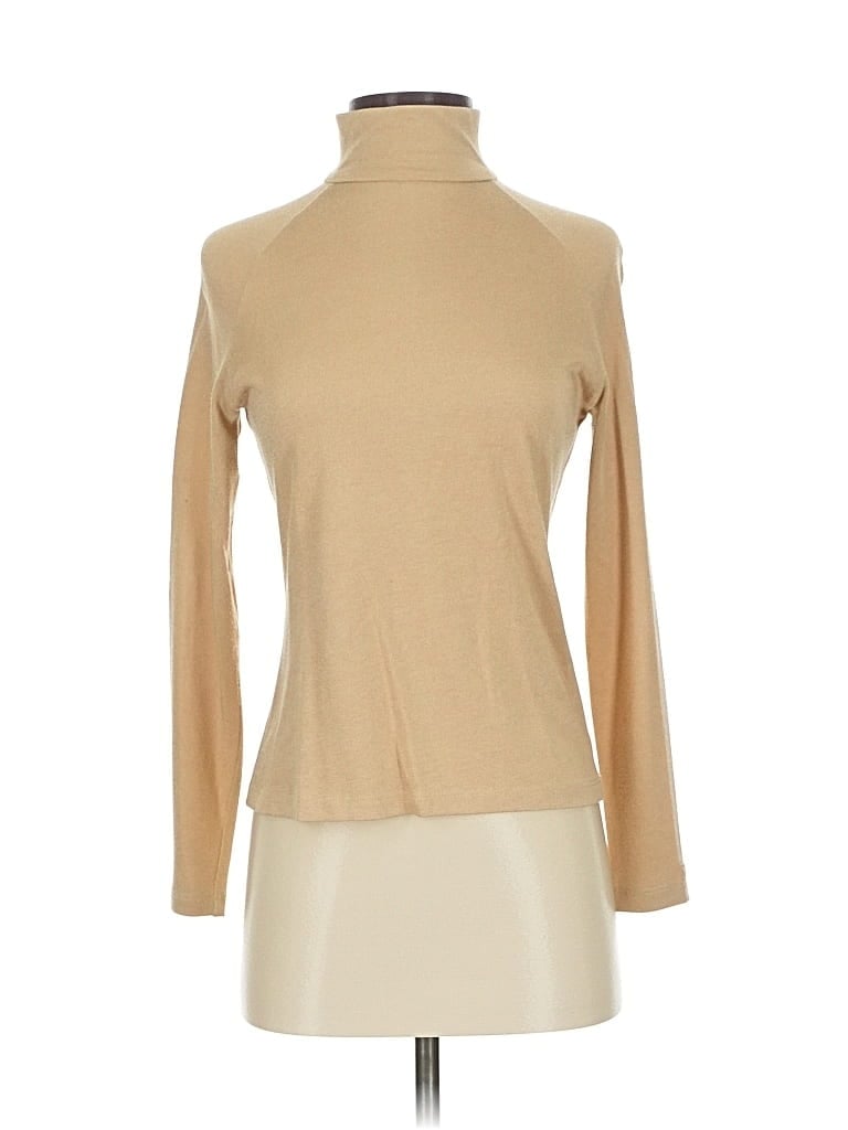 Pre-owned St. John By Marie Gray Long Sleeve Top Tan Turtleneck Tops In Brown