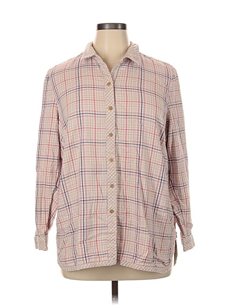 Pre-owned Jjill Long Sleeve Button Down Shirt In Brown