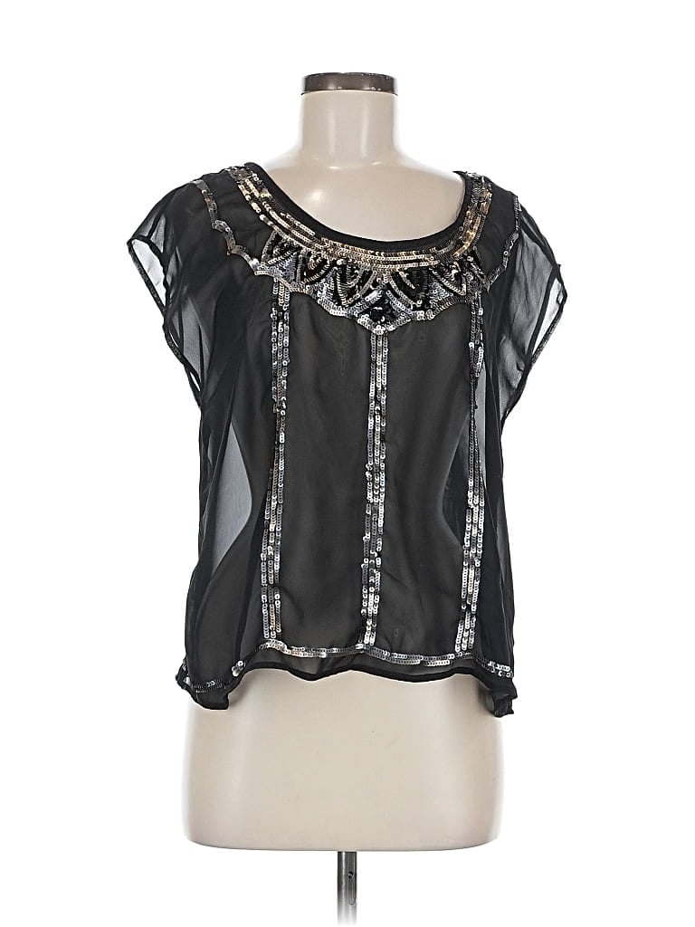 Pre-owned Decree Short Sleeve Blouse In Black