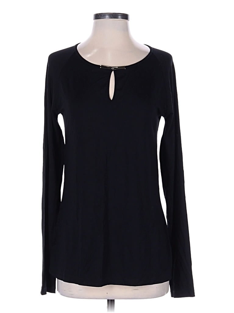 Pre-owned Gucci Long Sleeve Top Black Keyhole Neckline Tops