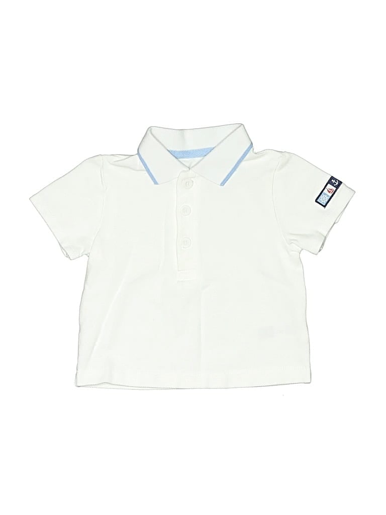 Pre-owned Little Me Kids' Short Sleeve Polo Shirt In White