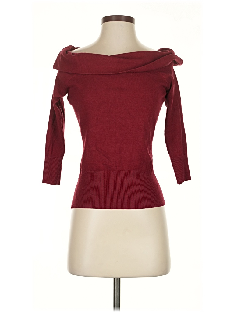 Pre-owned Ann Taylor Loft Cardigan Sweater In Burgundy