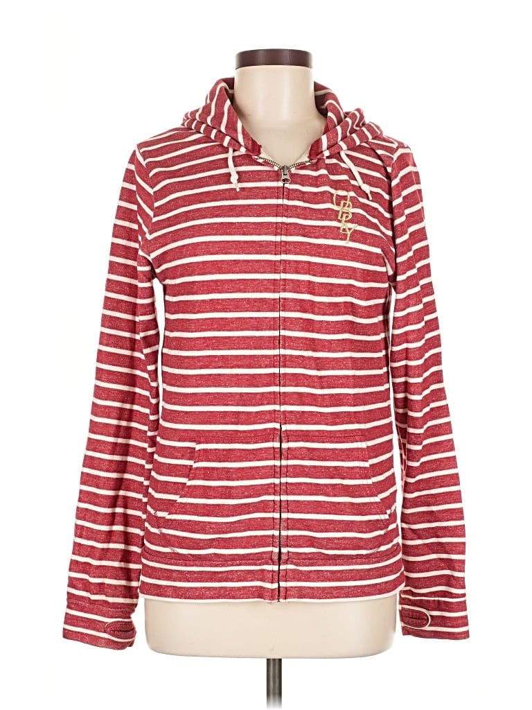 Pre-owned Obey Zip Up Hoodie In Red