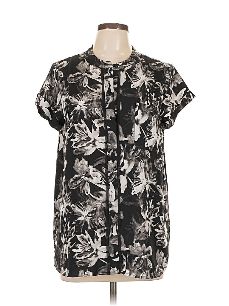 Pre-owned Simply Vera Vera Wang Short Sleeve Blouse In Black