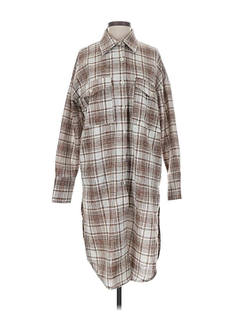 Pre-owned Vici Long Sleeve Button Down Shirt In Brown