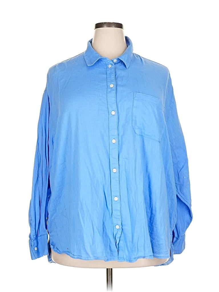 Pre-owned Old Navy Long Sleeve Button Down Shirt In Blue