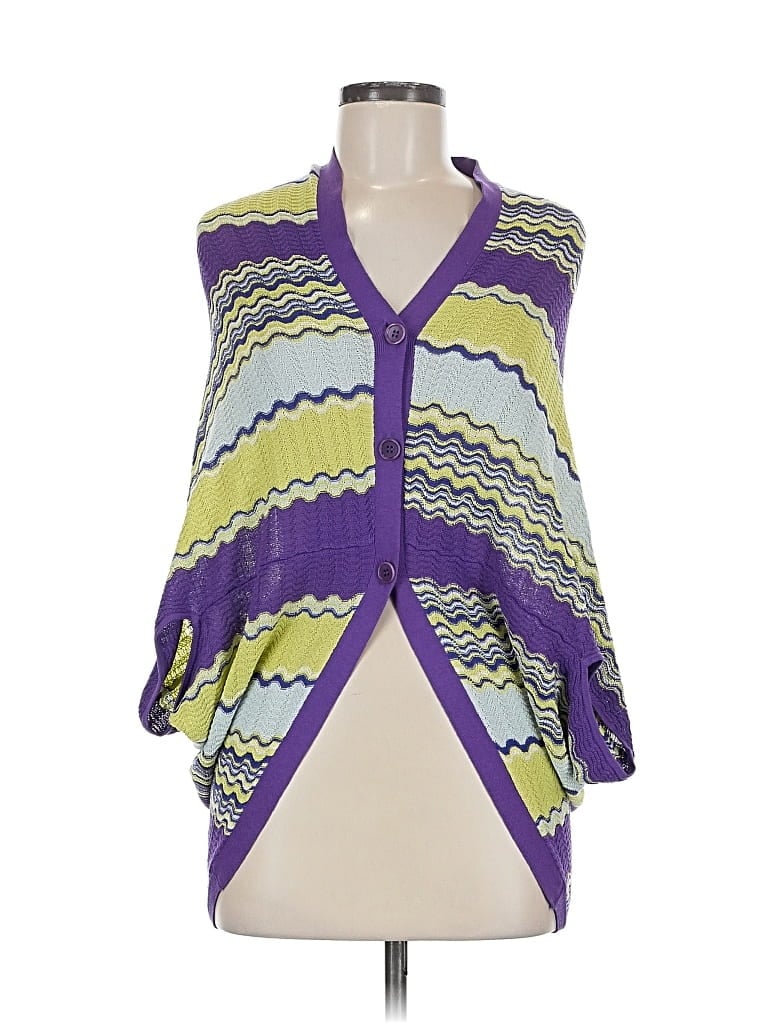 Pre-owned Bcbgmaxazria Silk Cardigan Sweater In Purple