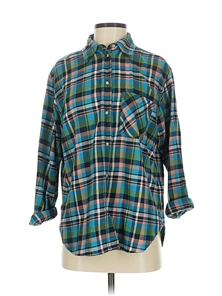 Pre-owned Wilfred Free Long Sleeve Button Down Shirt In Blue
