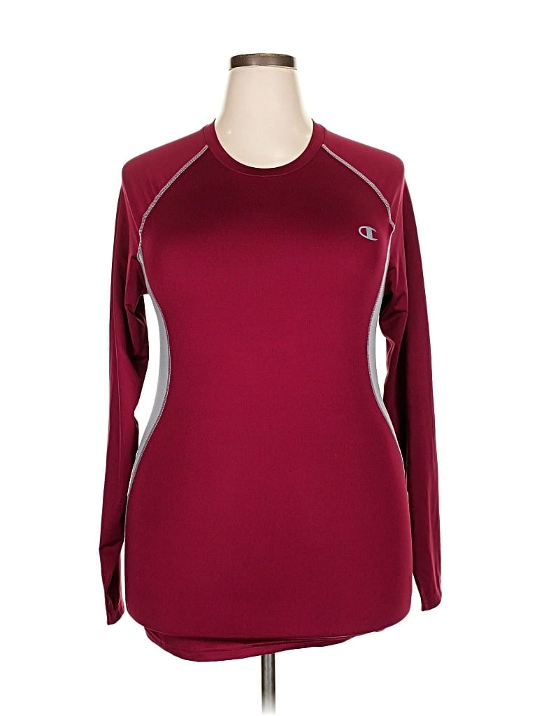 Pre-owned Champion Long Sleeve T-shirt In Burgundy