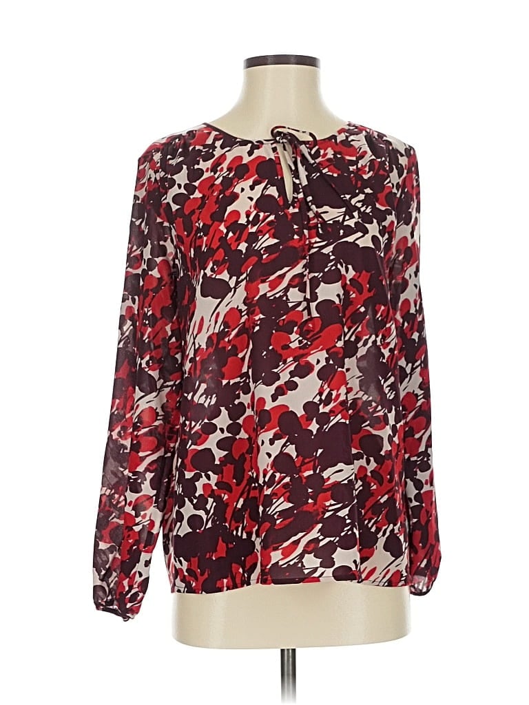 Pre-owned J.crew Factory Store Long Sleeve Blouse In Red