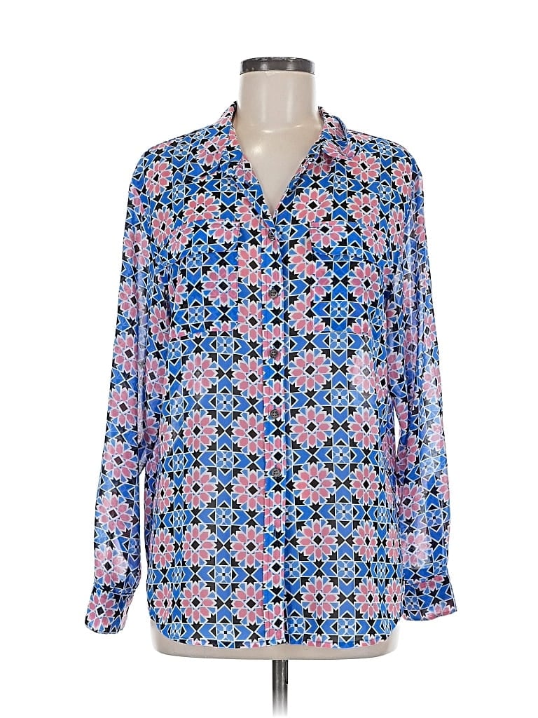 Pre-owned Two By Vince Camuto Long Sleeve Blouse In Blue