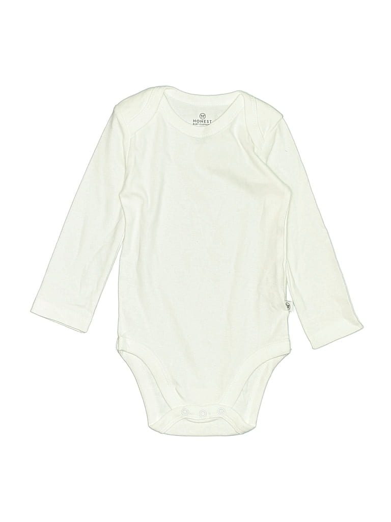 Pre-owned Honest Baby Clothing Babies' Long Sleeve Onesie In White