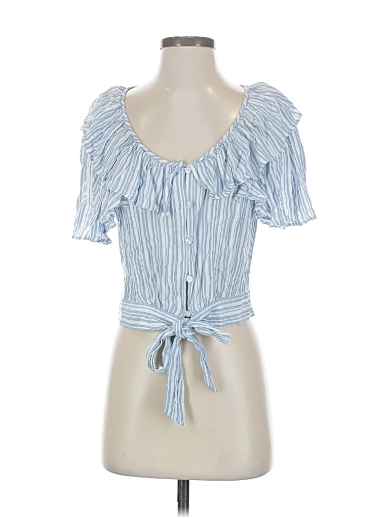 Pre-owned Free People Short Sleeve Blouse In Blue