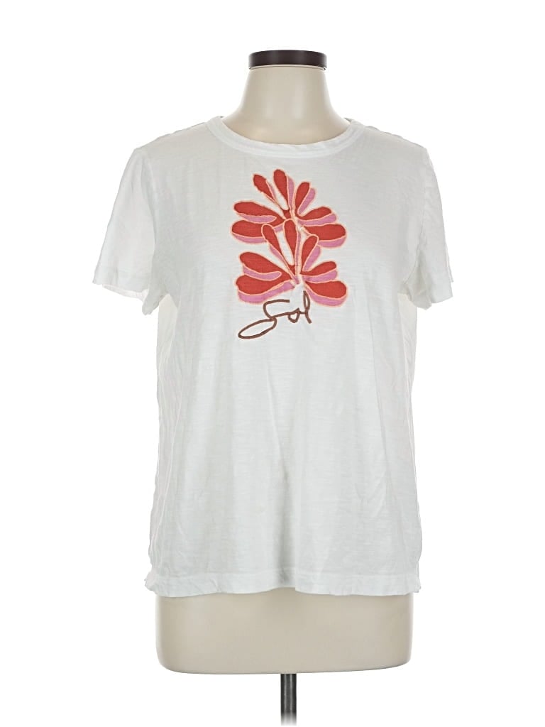 Pre-owned Ann Taylor Loft Short Sleeve T-shirt In White