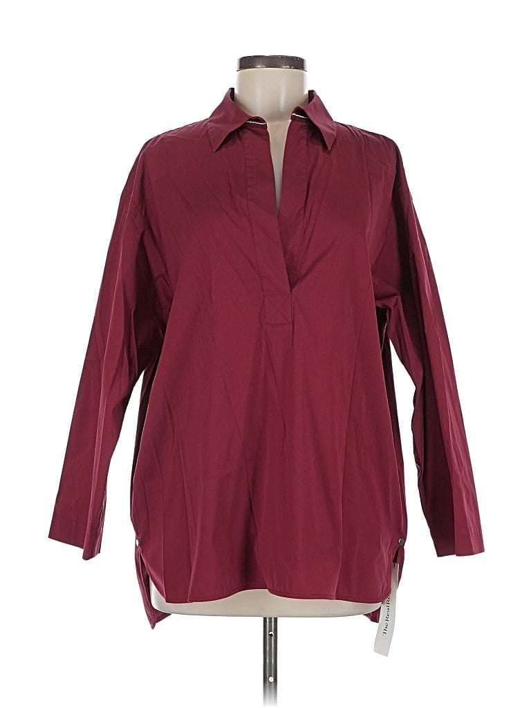 Pre-owned Lafayette 148 3/4 Sleeve Blouse In Burgundy