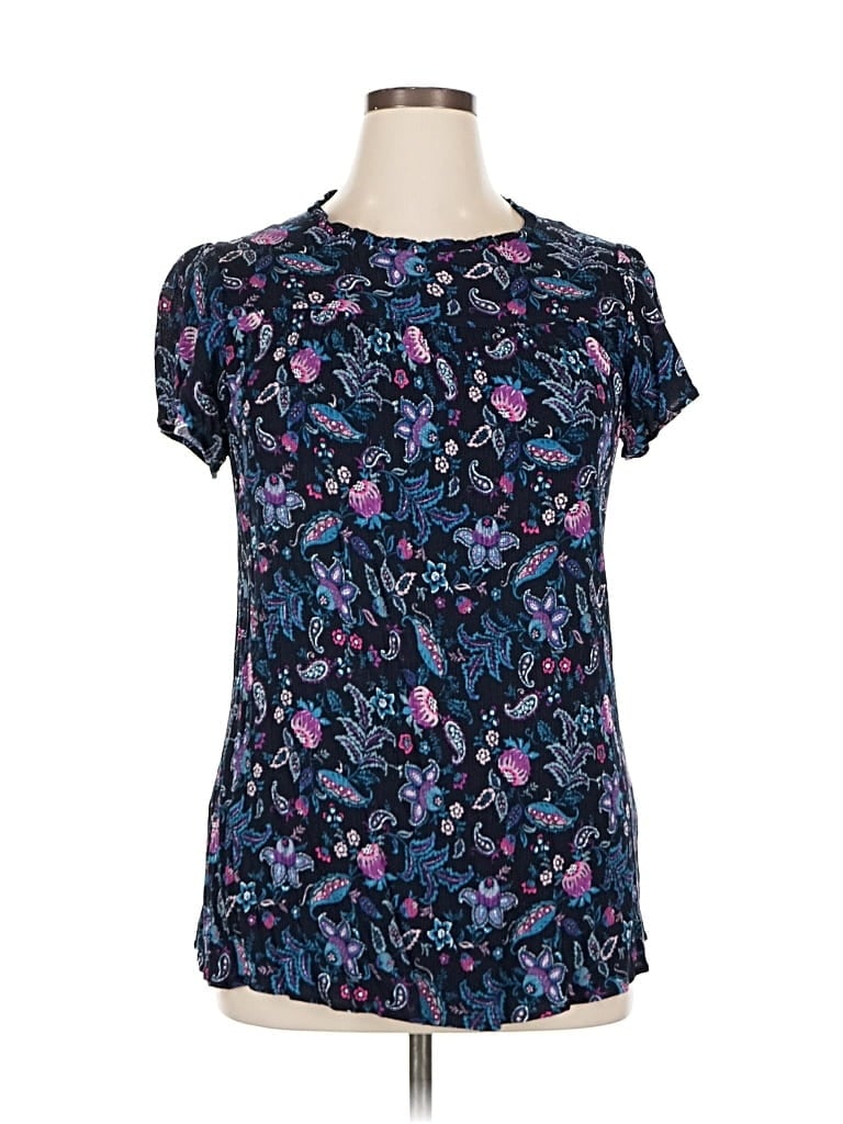 Pre-owned Lane Bryant Short Sleeve Blouse In Blue