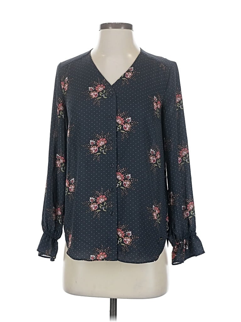 Pre-owned T Tahari Long Sleeve Blouse In Blue