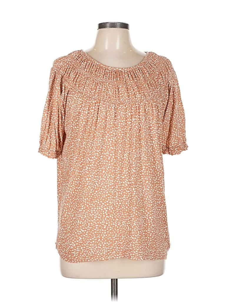 Pre-owned Ann Taylor Loft Outlet Short Sleeve Blouse In Brown
