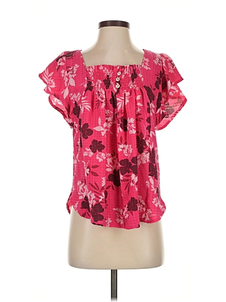 Pre-owned Draper James Short Sleeve Blouse In Pink