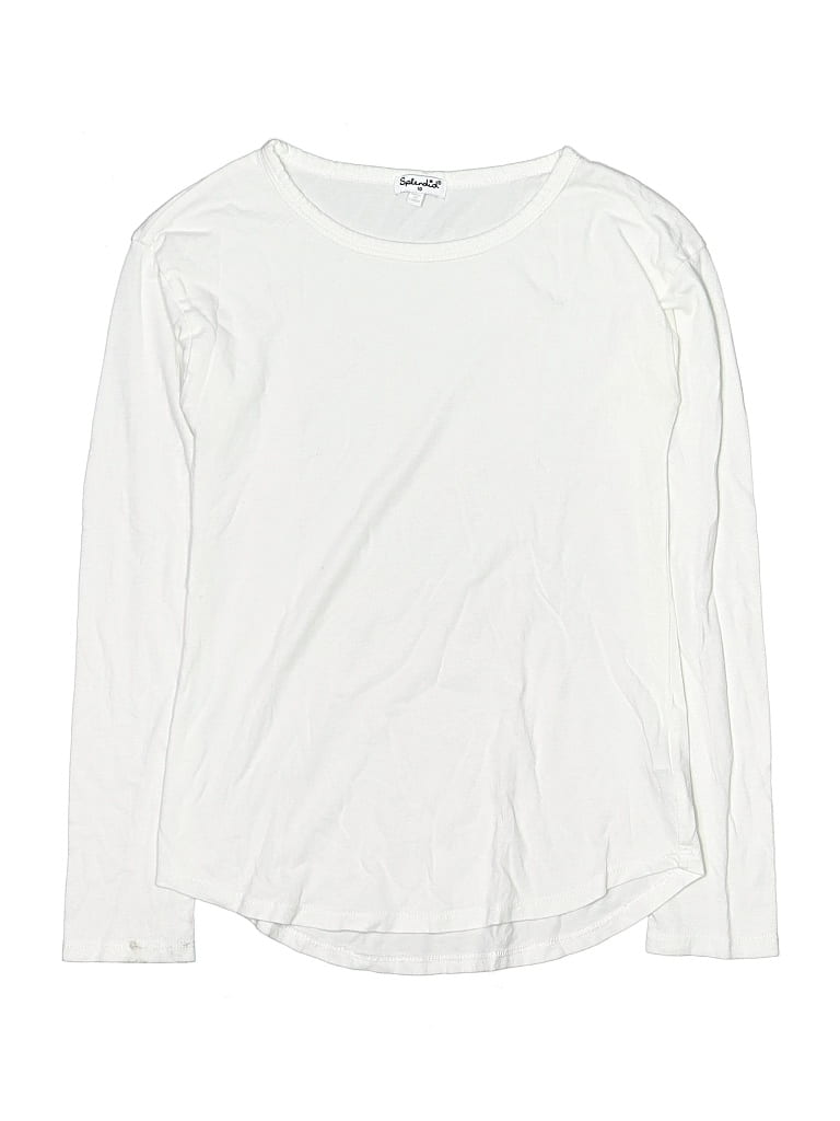 Pre-owned Splendid Kids' Long Sleeve T-shirt In White