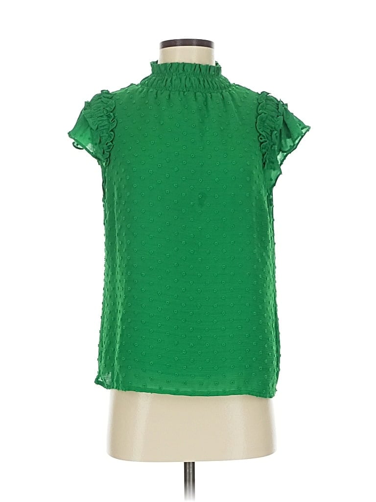Pre-owned Cece Short Sleeve Blouse In Green