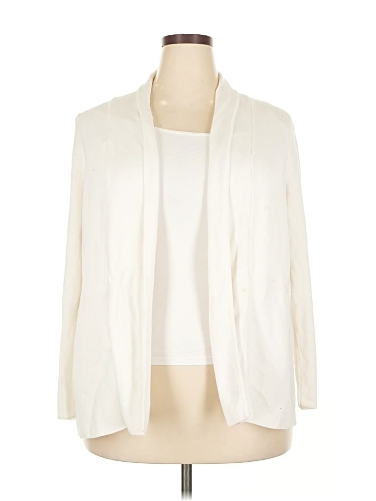 Pre-owned Talbots Outlet Cardigan Sweater In White