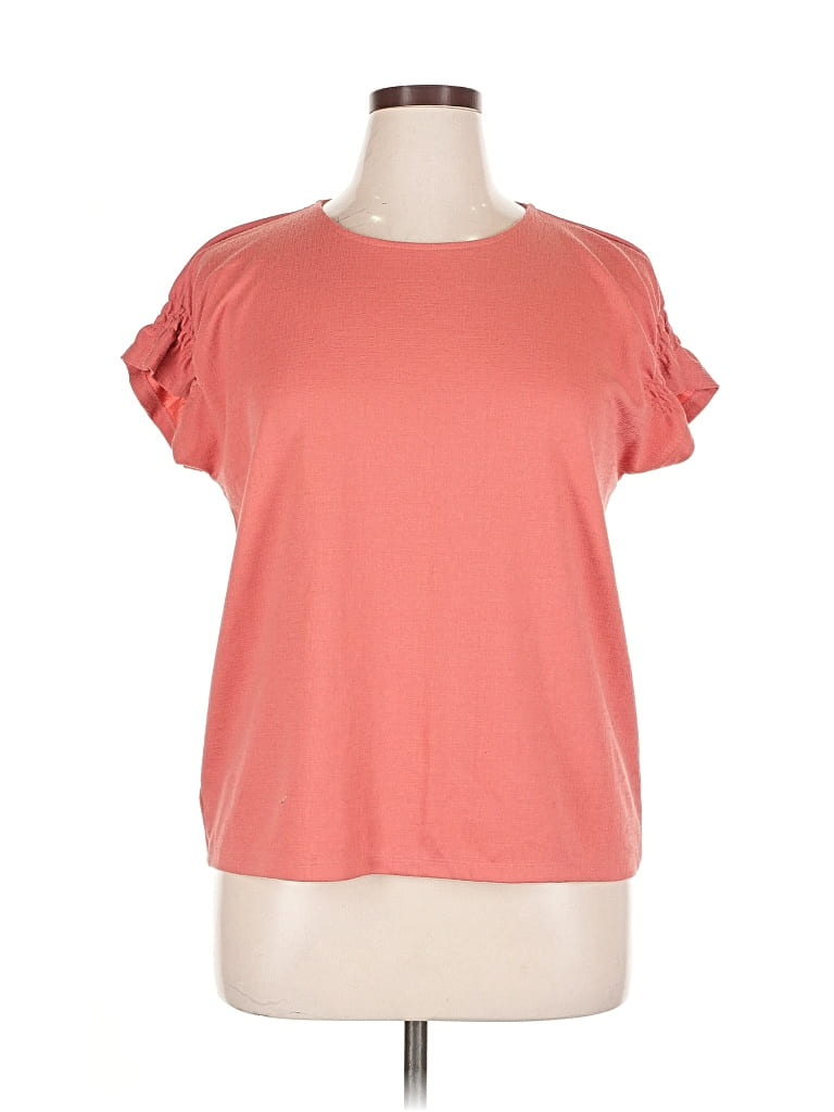 Pre-owned Ann Taylor Loft Outlet Short Sleeve Top Pink Crew Neck Tops