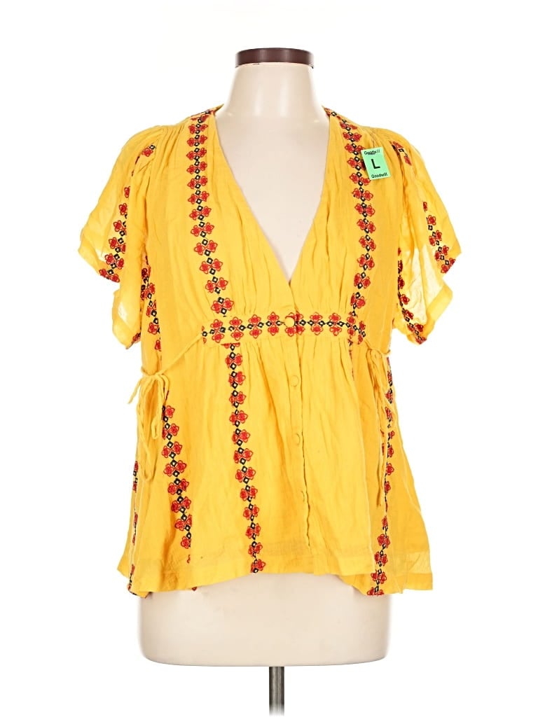 Pre-owned Tularosa Short Sleeve Blouse In Yellow
