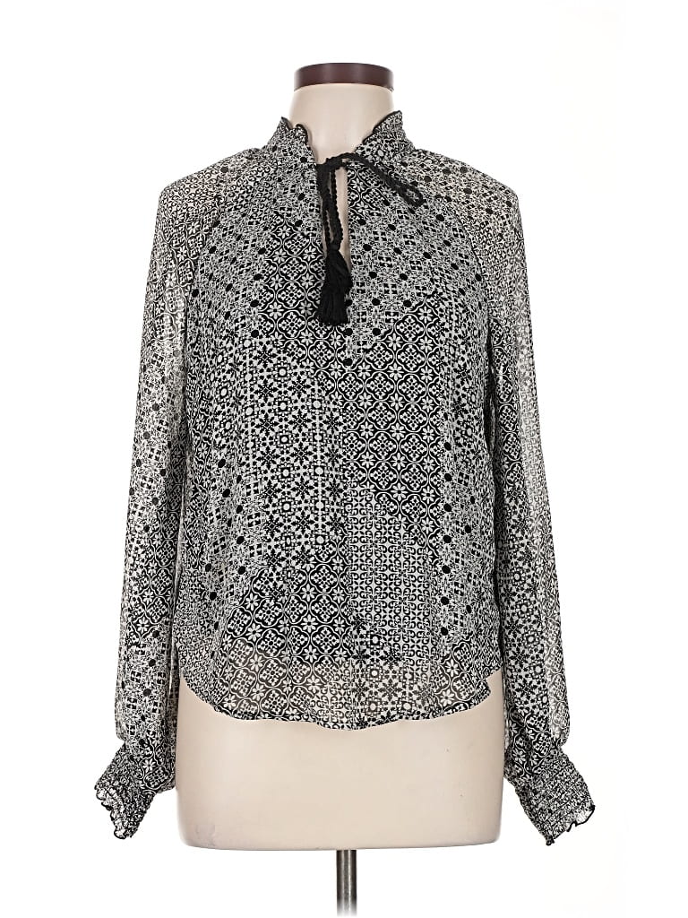 Pre-owned Aqua Long Sleeve Blouse In Gray