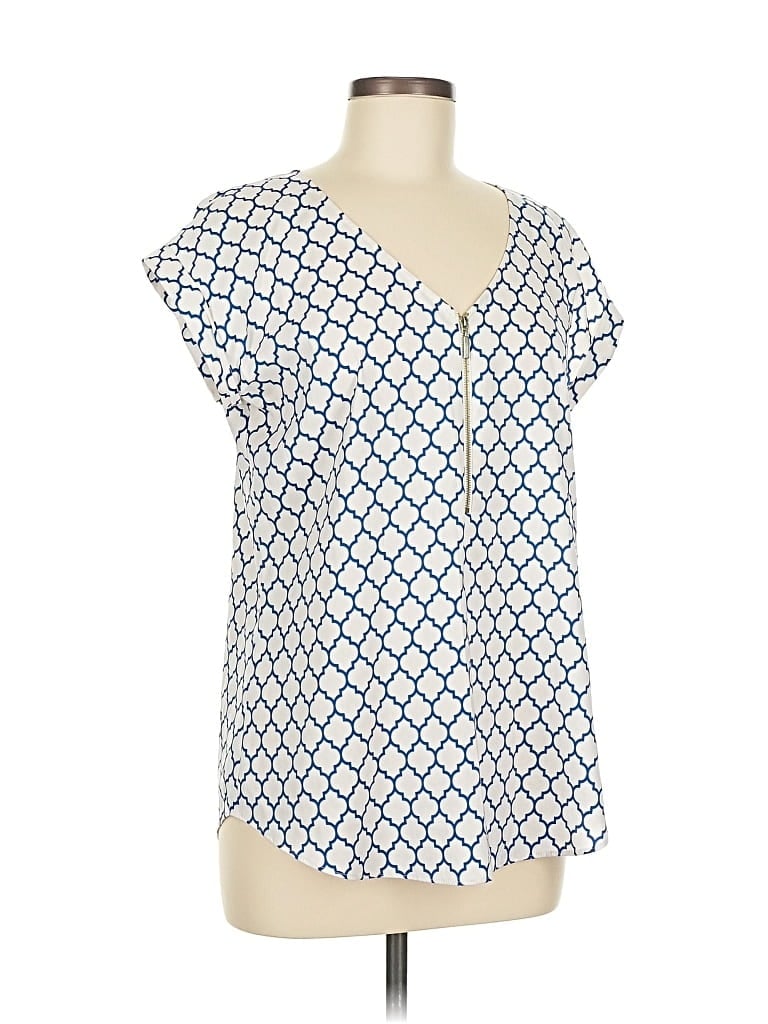 Pre-owned Express Outlet Short Sleeve Blouse In Blue