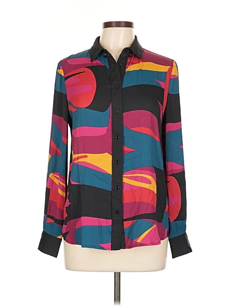 Pre-owned Anne Klein Long Sleeve Blouse In Black