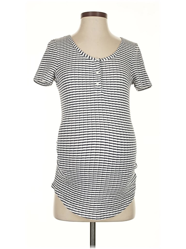 Pre-owned Gap - Maternity Short Sleeve Top Gray Scoop Neck Tops