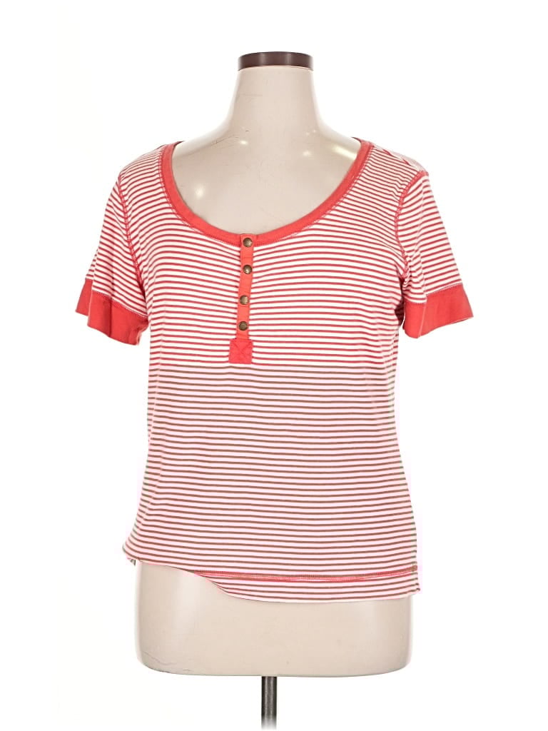 Pre-owned Lauren Jeans Co. Short Sleeve Henley Shirt In Red