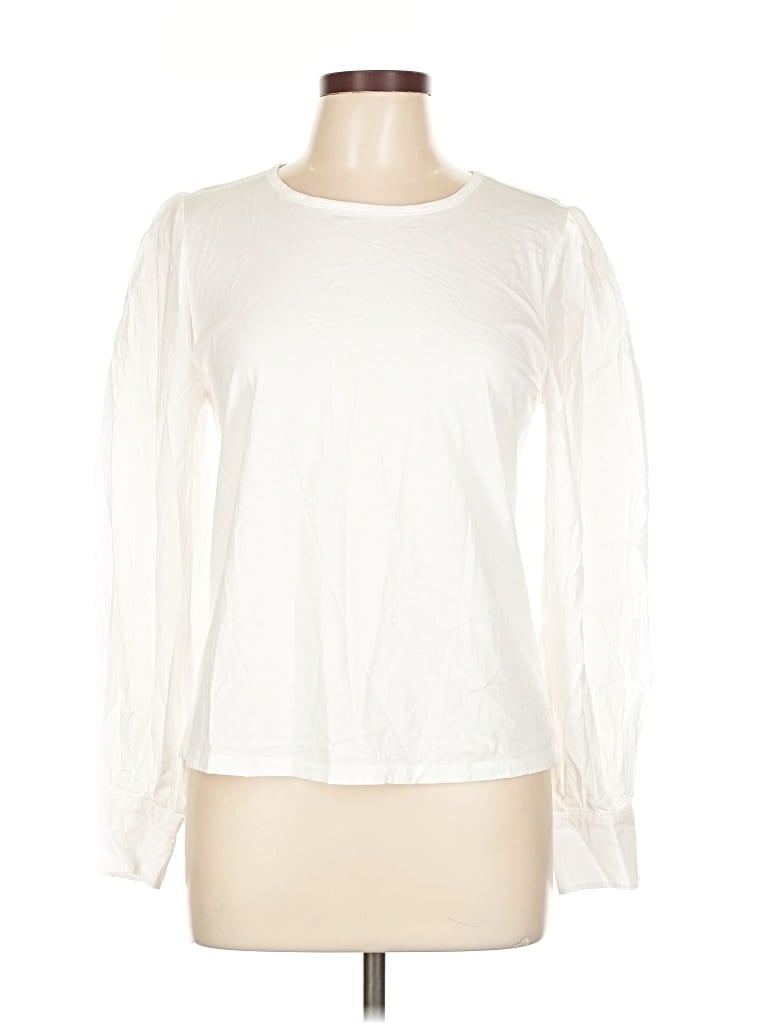 Pre-owned Ann Taylor Long Sleeve T-shirt In White