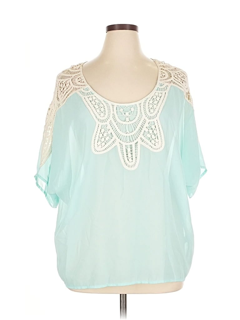 Pre-owned Umgee Short Sleeve Blouse In Blue