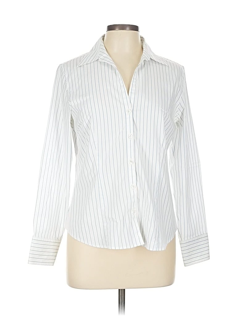 Pre-owned Ann Taylor Long Sleeve Blouse In White