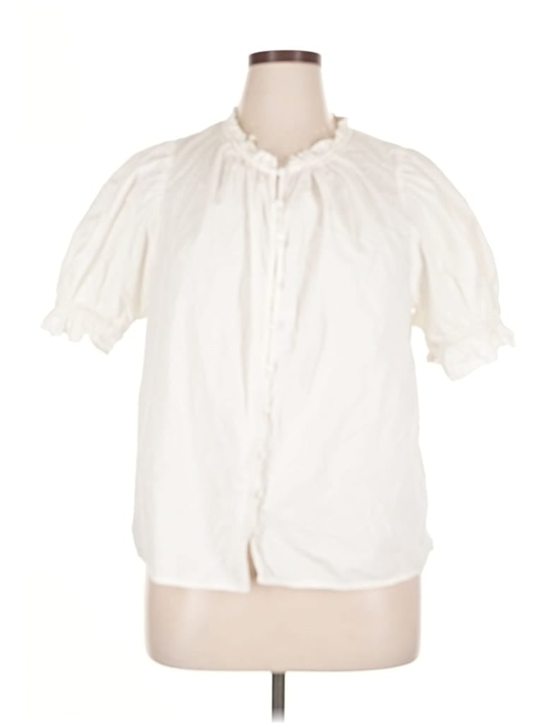 Pre-owned Gap Short Sleeve Blouse In White