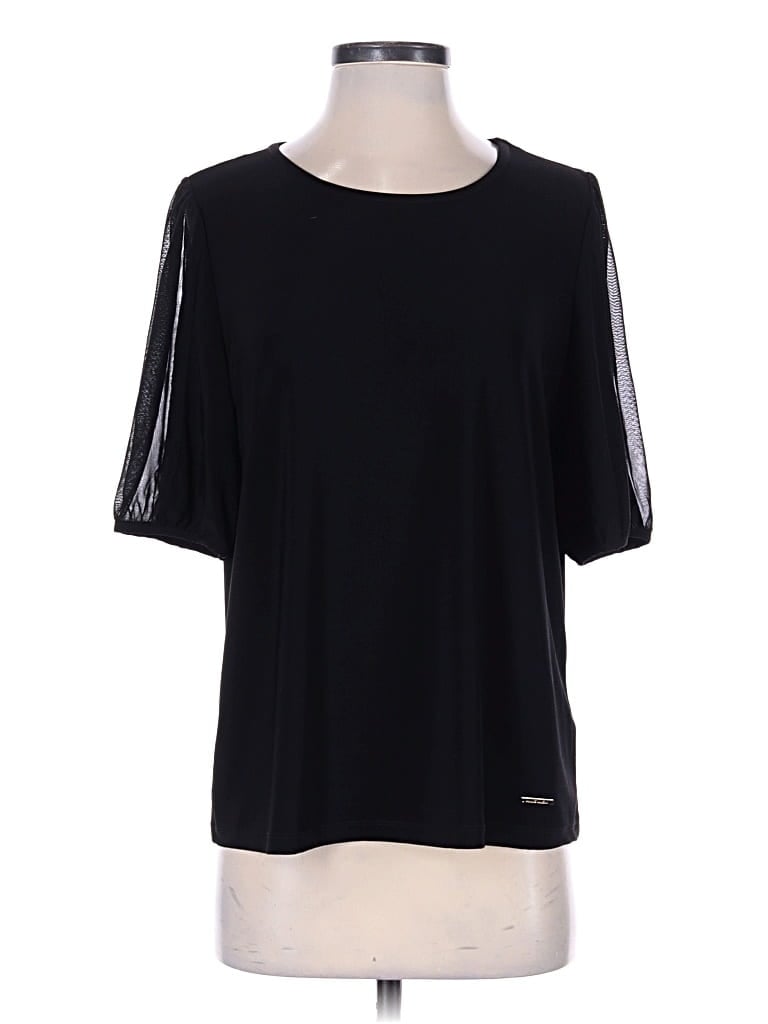 Pre-owned Anne Klein 3/4 Sleeve T-shirt In Black