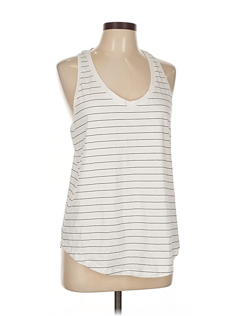 Pre-owned Lululemon Athletica Tank Top White Plunge Neckline Tops
